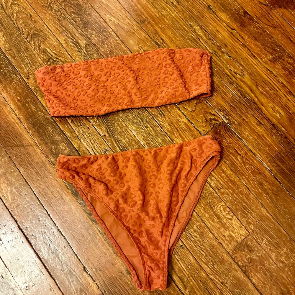 Textured Orange Bikini Set
